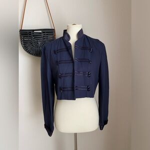 Vintage Jessica Howard Navy Blue Military Crop Blazer, Size 12